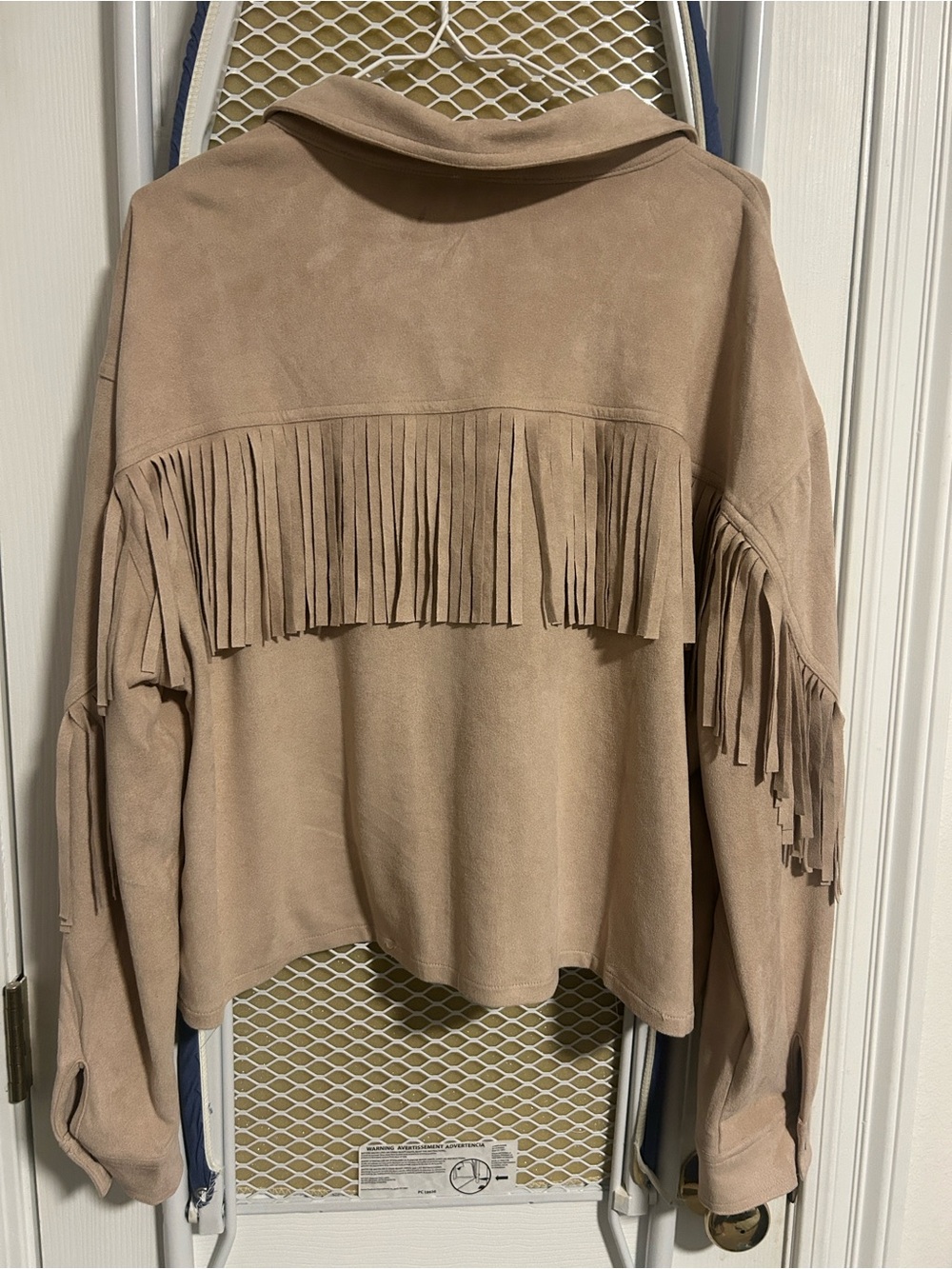 Le Lis Taupe Fringe Suede-Style Button Front Jacket - Picture 6 of 6